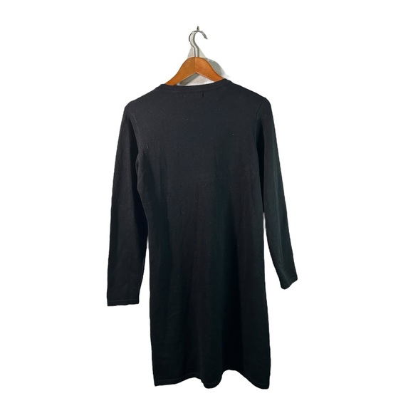 Vintage Whimsigoth Embellished Black Melrose Chic NY Cozy Fall Sweater Dress L - Picture 3 of 7